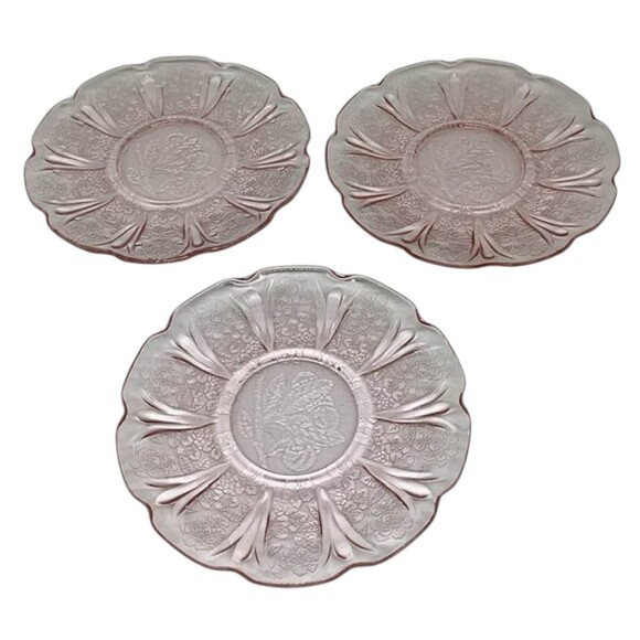 Pink Depression Glass Coffee Cups Saucers Cherry Blossom Jeannette Glass 3 Vtg - Picture 4 of 15